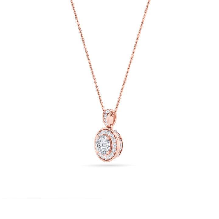 0.75Cttw Round Shaped Lab Grown Diamond (F/VS) Halo Pendant in 14K Gold