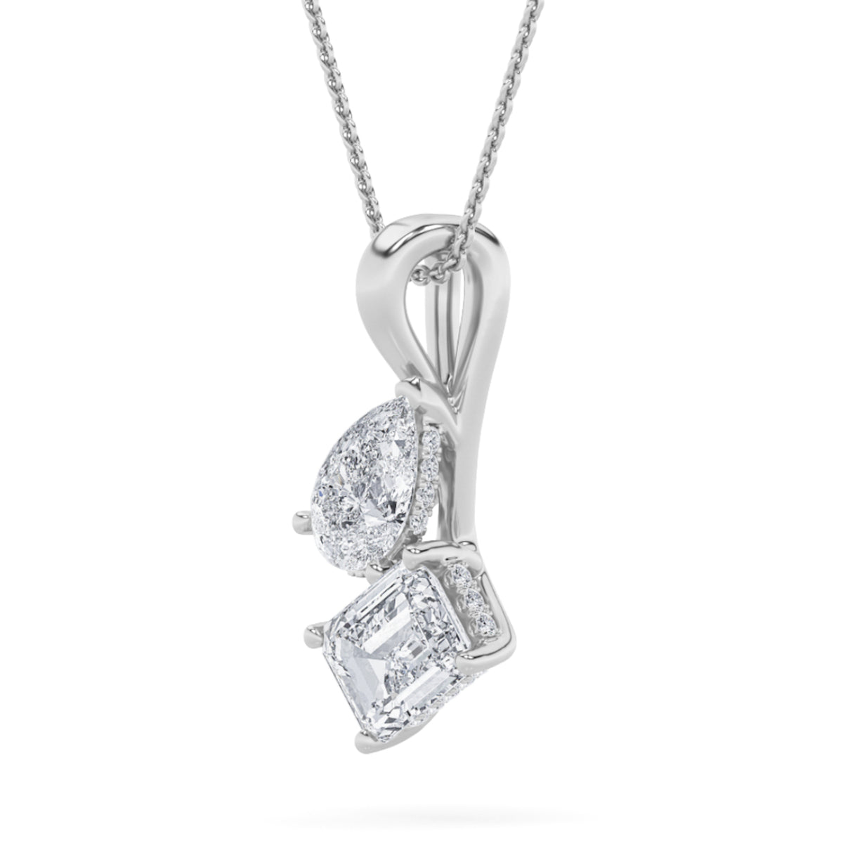 3Cttw Radiant Shaped Lab Grown Diamond (F/VS) TOIEt Moi Fashion Pendant in 14K Gold