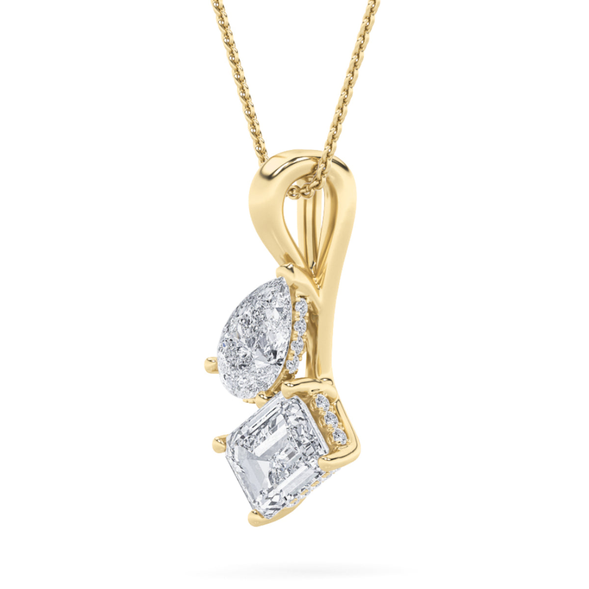 3Cttw Radiant Shaped Lab Grown Diamond (F/VS) TOIEt Moi Fashion Pendant in 14K Gold