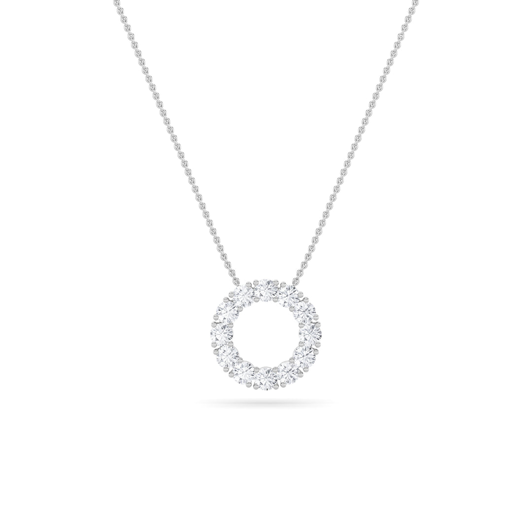 2Cttw Round Shaped Lab Grown Diamond (F/VS) Circle Pendant in 14K Gold