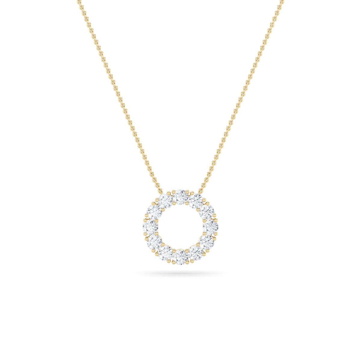 2Cttw Round Shaped Lab Grown Diamond (F/VS) Circle Pendant in 14K Gold