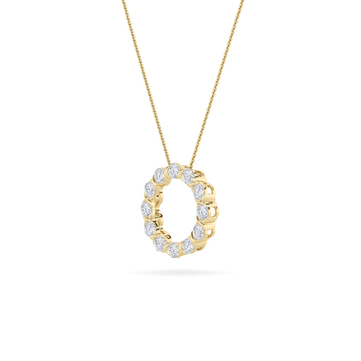 2Cttw Round Shaped Lab Grown Diamond (F/VS) Circle Pendant in 14K Gold