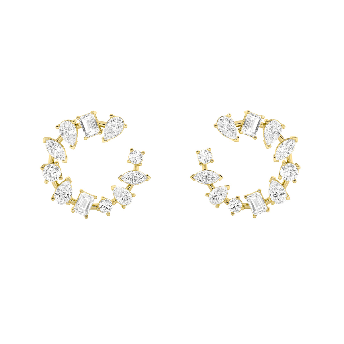 5Cttw Mix Shaped Lab Grown Diamond (F/VS) Fancy Circle Earrings in 14K Gold