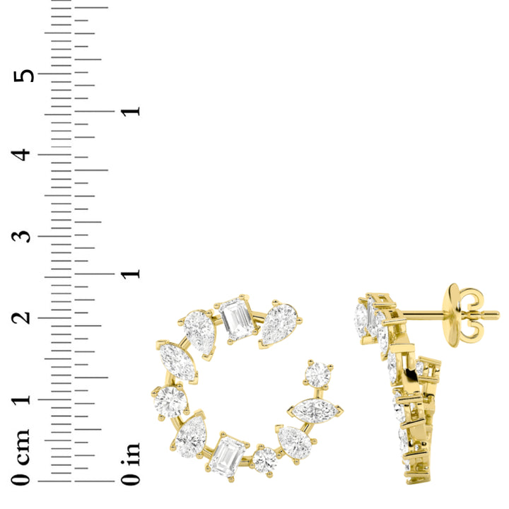 5Cttw Mix Shaped Lab Grown Diamond (F/VS) Fancy Circle Earrings in 14K Gold