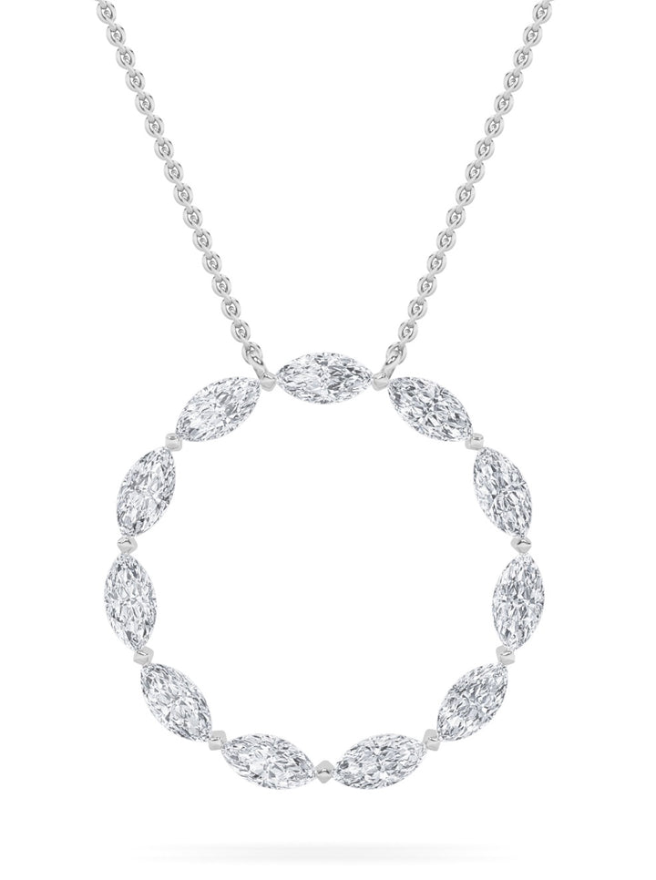 2Cttw Marquise Shaped Lab Grown Diamond (F/VS) Circle Necklace in 14K Gold
