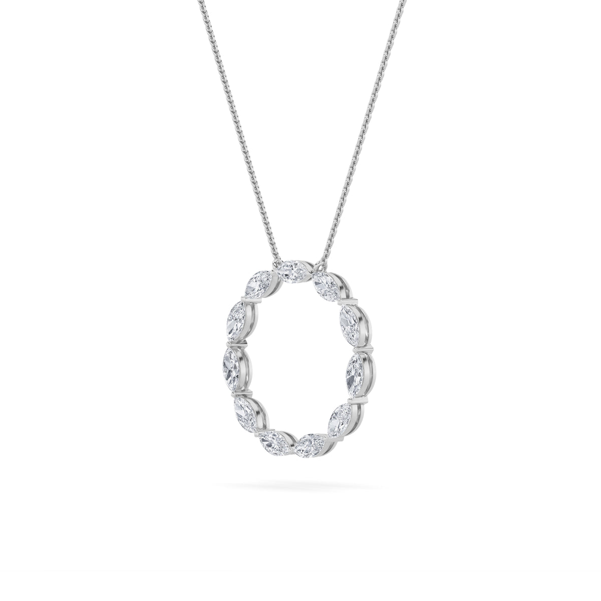 2Cttw Marquise Shaped Lab Grown Diamond (F/VS) Circle Necklace in 14K Gold