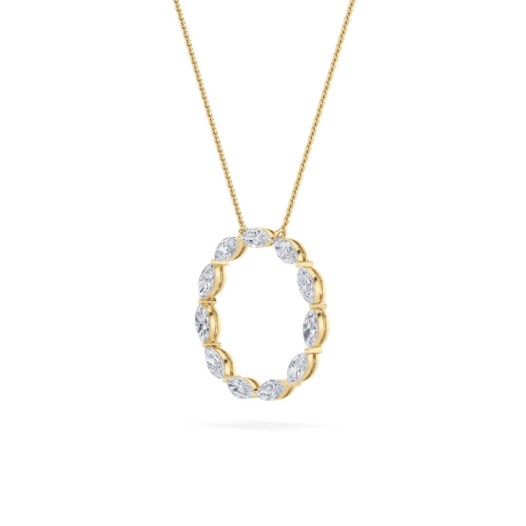 2Cttw Marquise Shaped Lab Grown Diamond (F/VS) Circle Necklace in 14K Gold