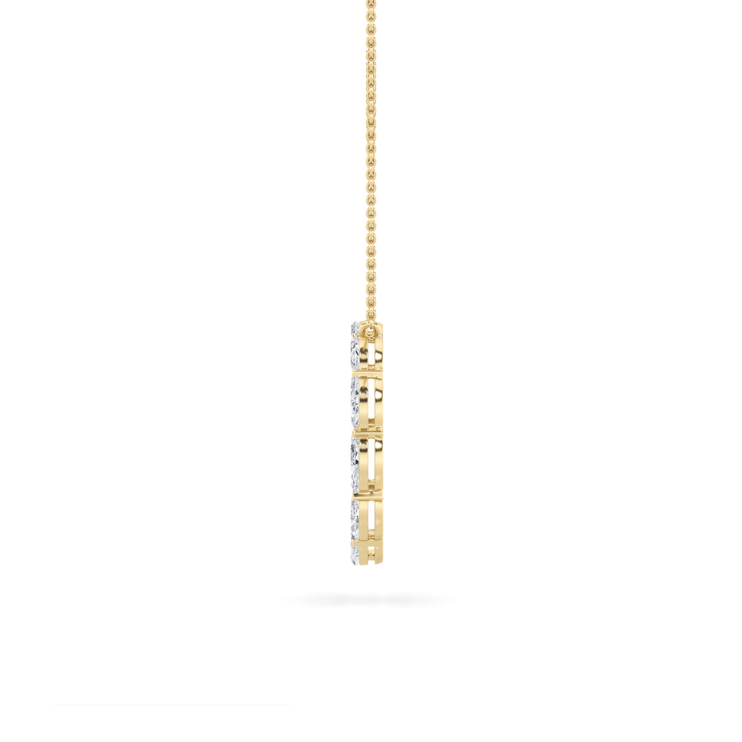 2Cttw Marquise Shaped Lab Grown Diamond (F/VS) Circle Necklace in 14K Gold