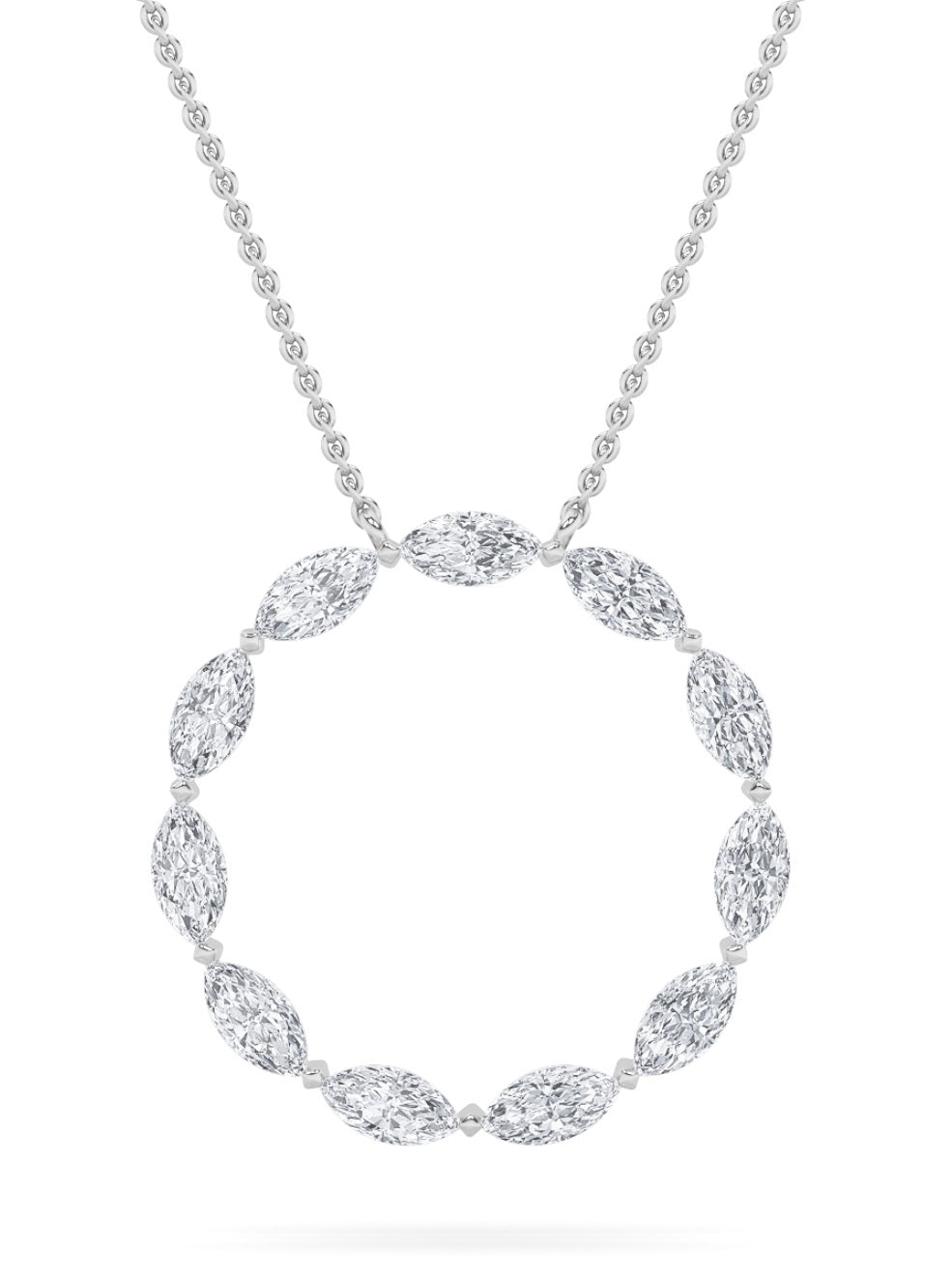 2.25Cttw Marquise Shaped Lab Grown Diamond (F/VS)Circle Necklace in 14K Gold