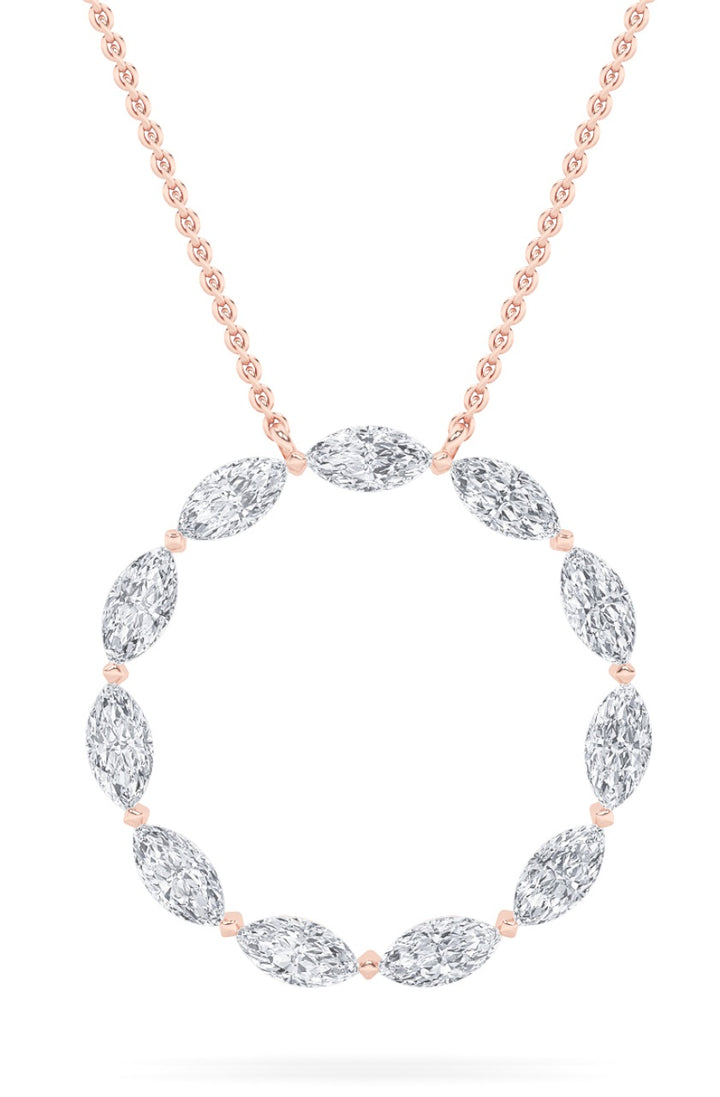 2.25Cttw Marquise Shaped Lab Grown Diamond (G/VS)Circle Necklace in 14K Gold