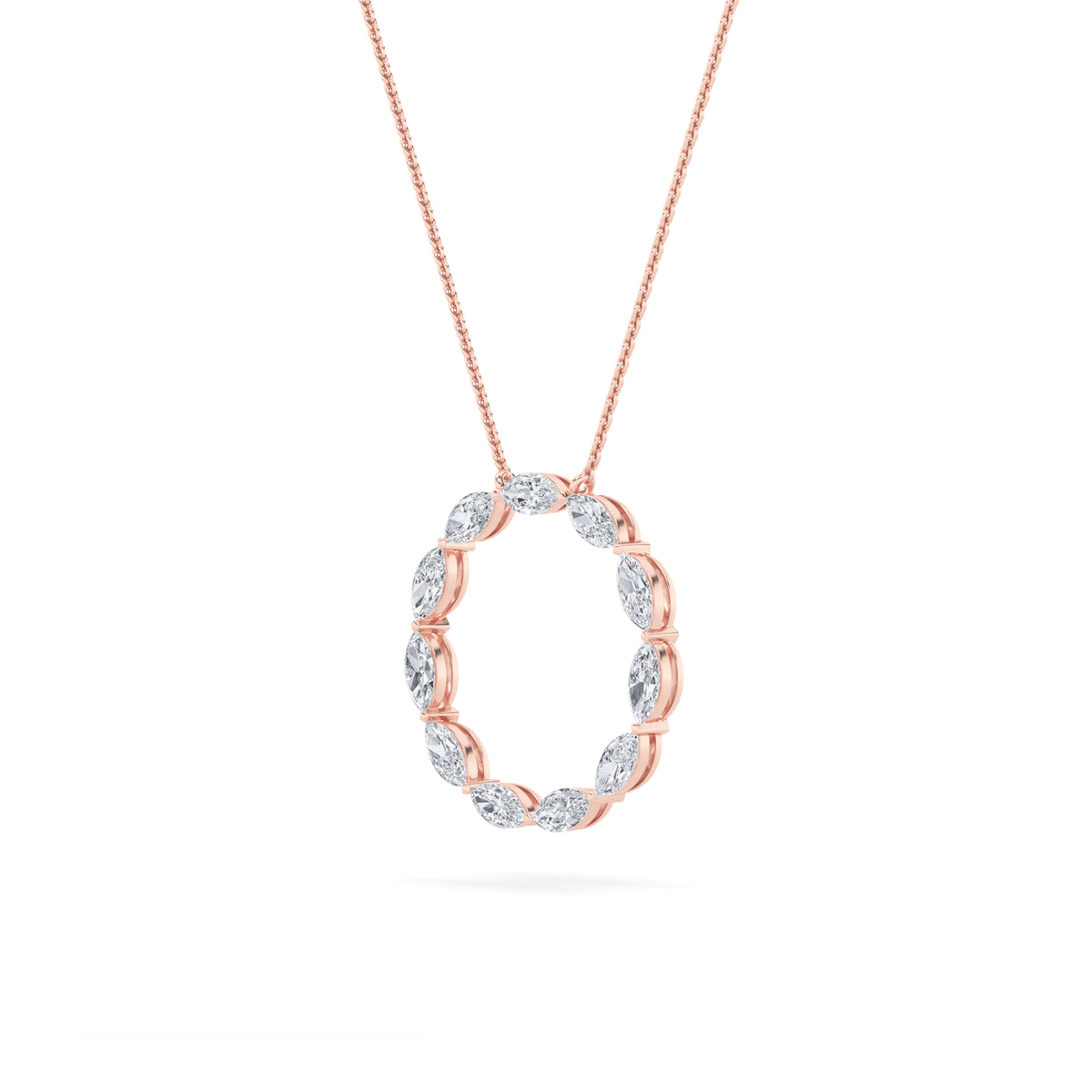 2.25Cttw Marquise Shaped Lab Grown Diamond (G/VS)Circle Necklace in 14K Gold