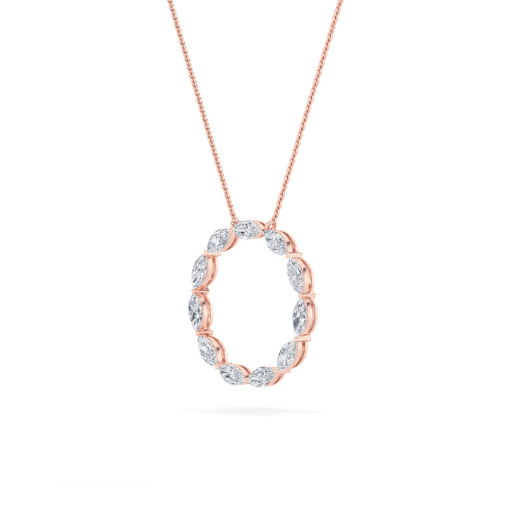 2.25Cttw Marquise Shaped Lab Grown Diamond (G/VS)Circle Necklace in 14K Gold
