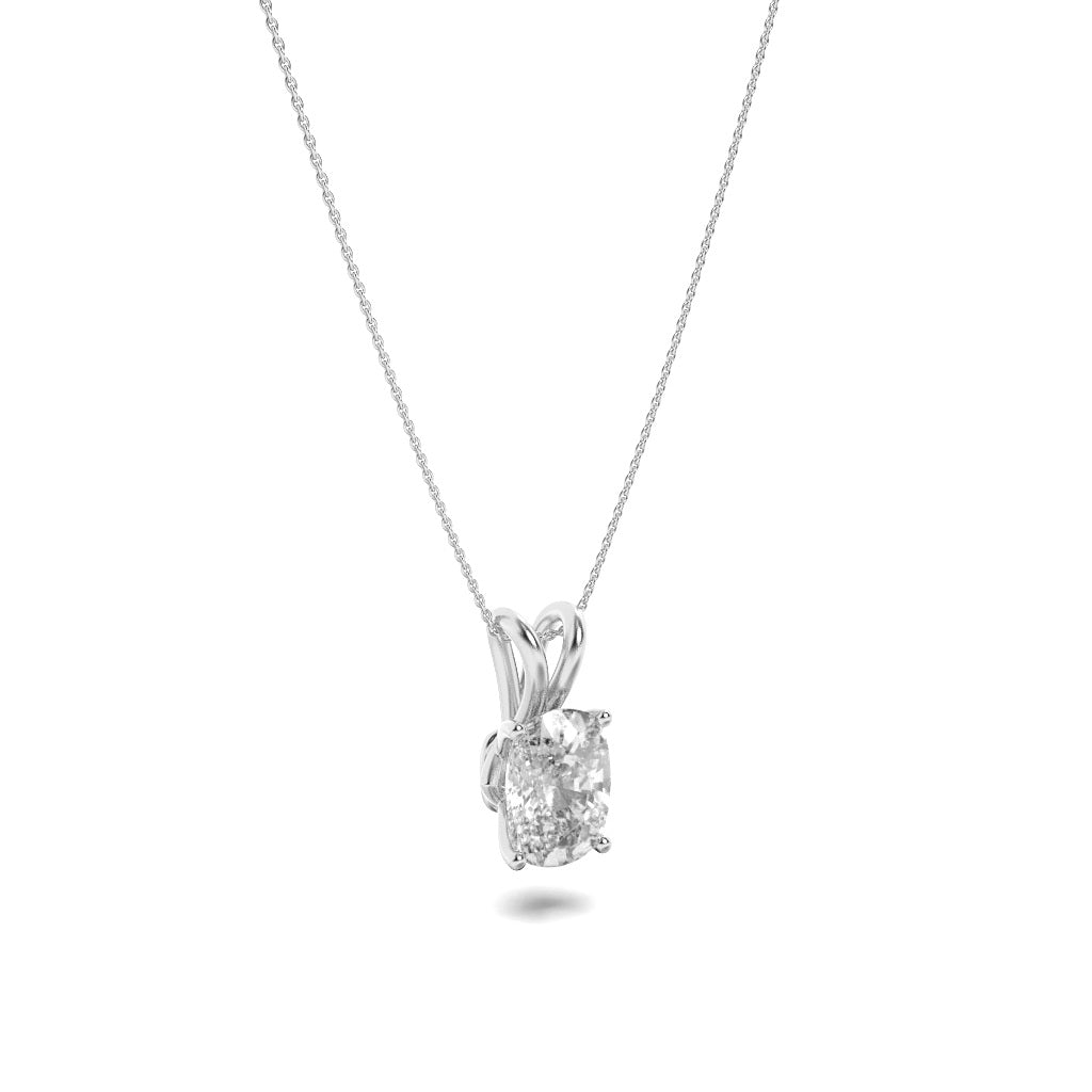1Cttw Elongated Cushion Shaped Lab Grown Diamond (F/VS) Split Bale Solitaire Pendant in 14K Gold