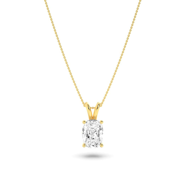 1Cttw Elongated Cushion Shaped Lab Grown Diamond (F/VS) Split Bale Solitaire Pendant in 14K Gold