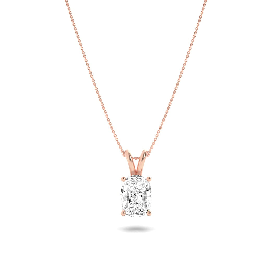 1Cttw Elongated Cushion Shaped Lab Grown Diamond (F/VS) Split Bale Solitaire Pendant in 14K Gold