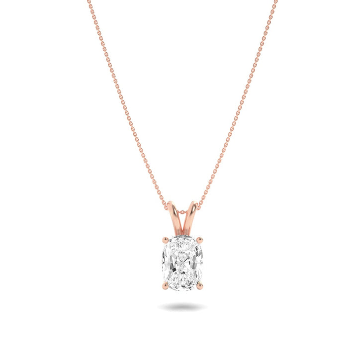 1Cttw Elongated Cushion Shaped Lab Grown Diamond (F/VS) Split Bale Solitaire Pendant in 14K Gold