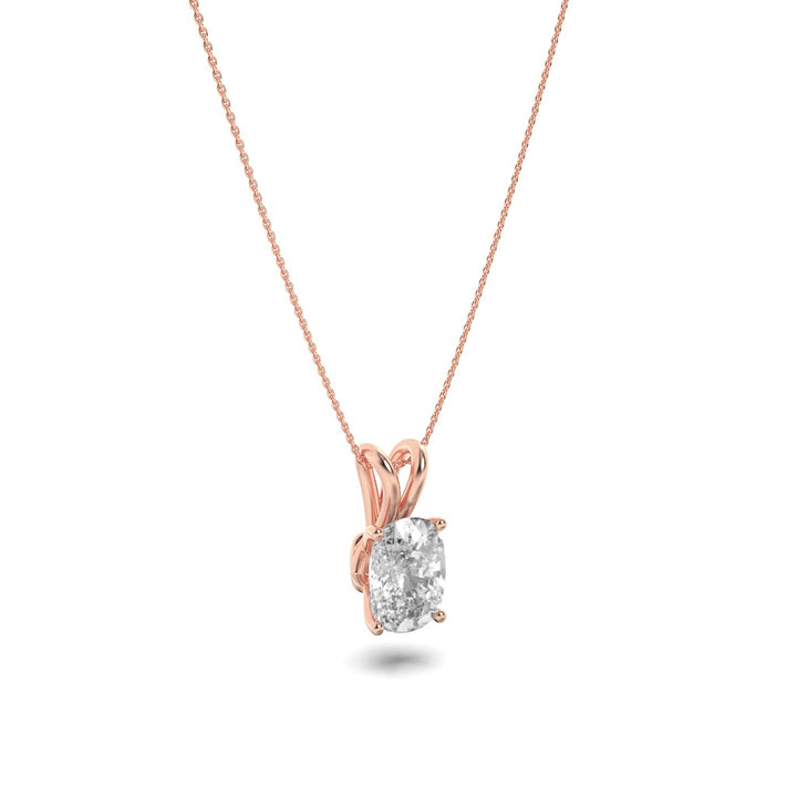 1Cttw Elongated Cushion Shaped Lab Grown Diamond (F/VS) Split Bale Solitaire Pendant in 14K Gold