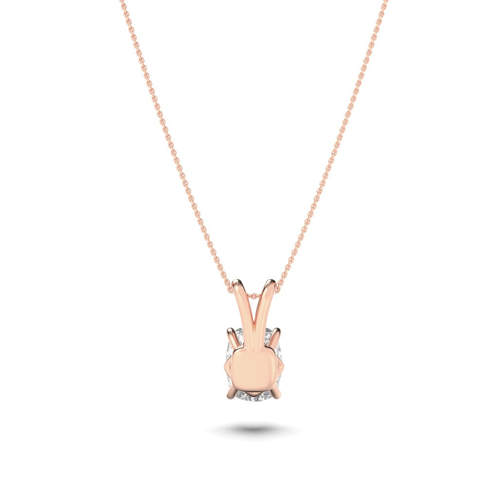 1Cttw Elongated Cushion Shaped Lab Grown Diamond (F/VS) Split Bale Solitaire Pendant in 14K Gold