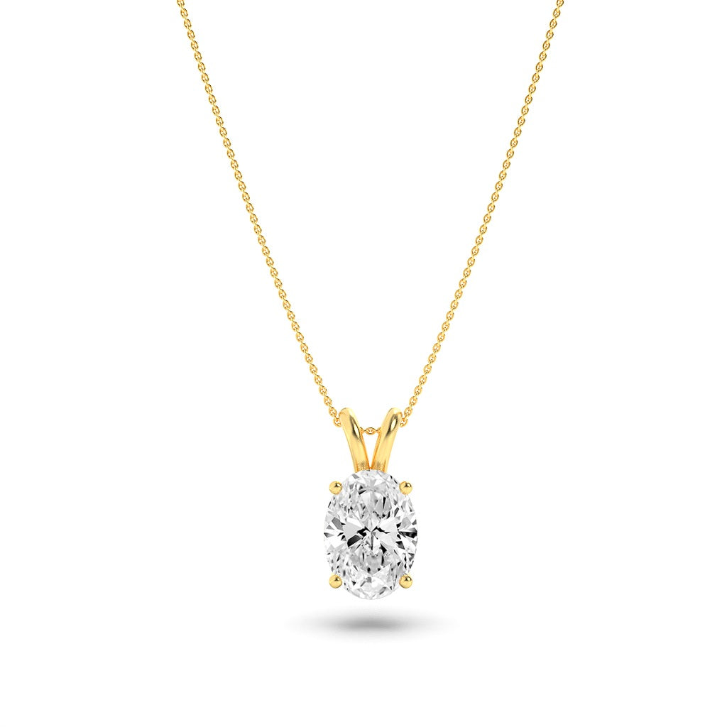 1Cttw Oval Shaped Lab Grown Diamond (F/VS) Split Bale Solitaire Pendant in 14K Gold