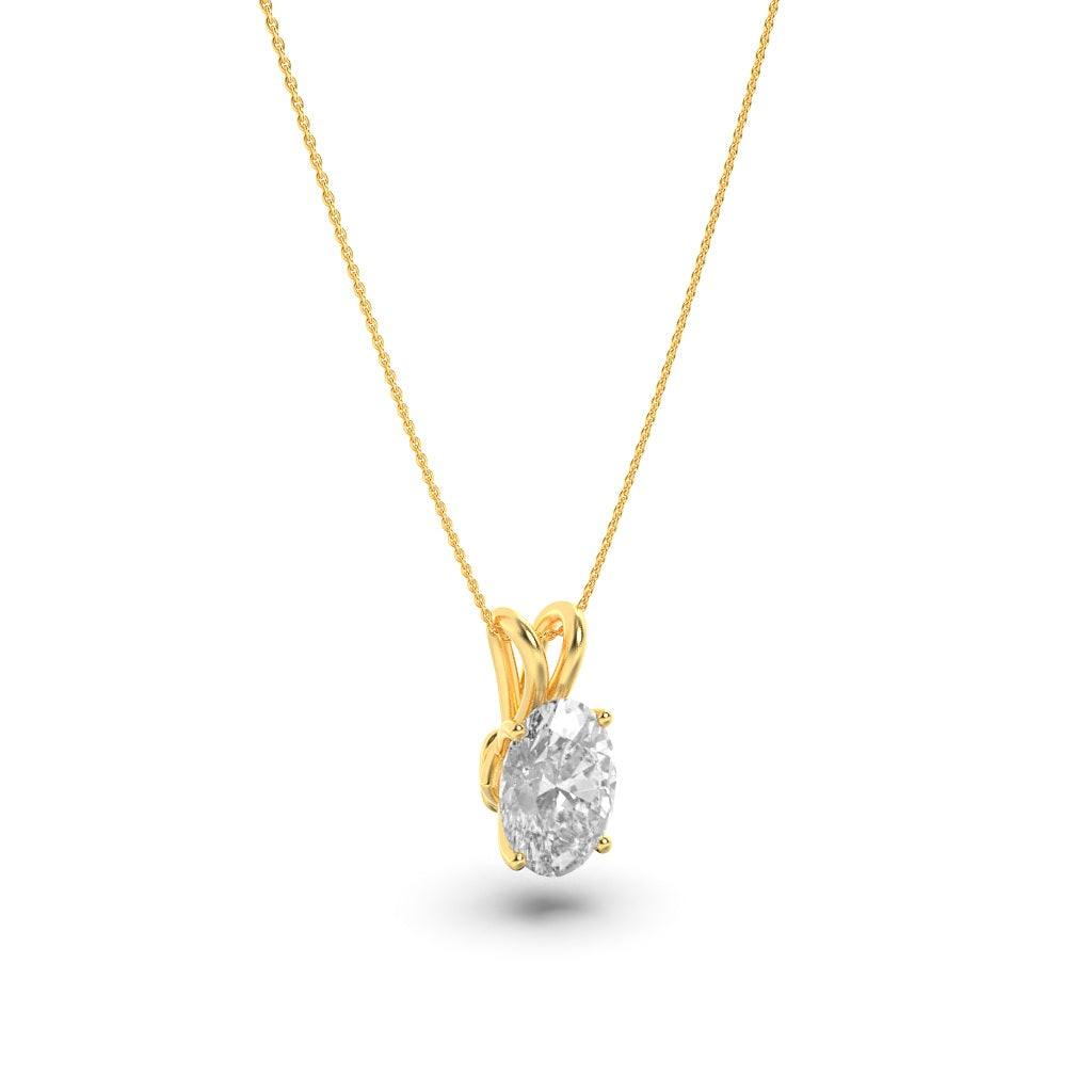 1Cttw Oval Shaped Lab Grown Diamond (F/VS) Split Bale Solitaire Pendant in 14K Gold