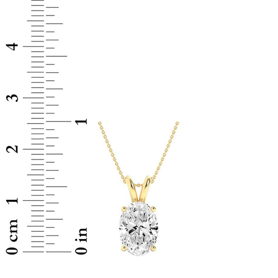 1Cttw Oval Shaped Lab Grown Diamond (F/VS) Split Bale Solitaire Pendant in 14K Gold