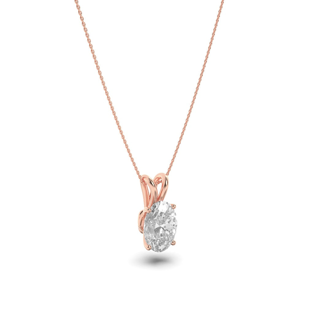 1Cttw Oval Shaped Lab Grown Diamond (F/VS) Split Bale Solitaire Pendant in 14K Gold