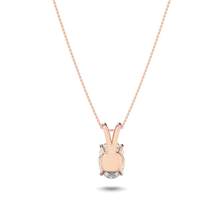 1Cttw Oval Shaped Lab Grown Diamond (F/VS) Split Bale Solitaire Pendant in 14K Gold