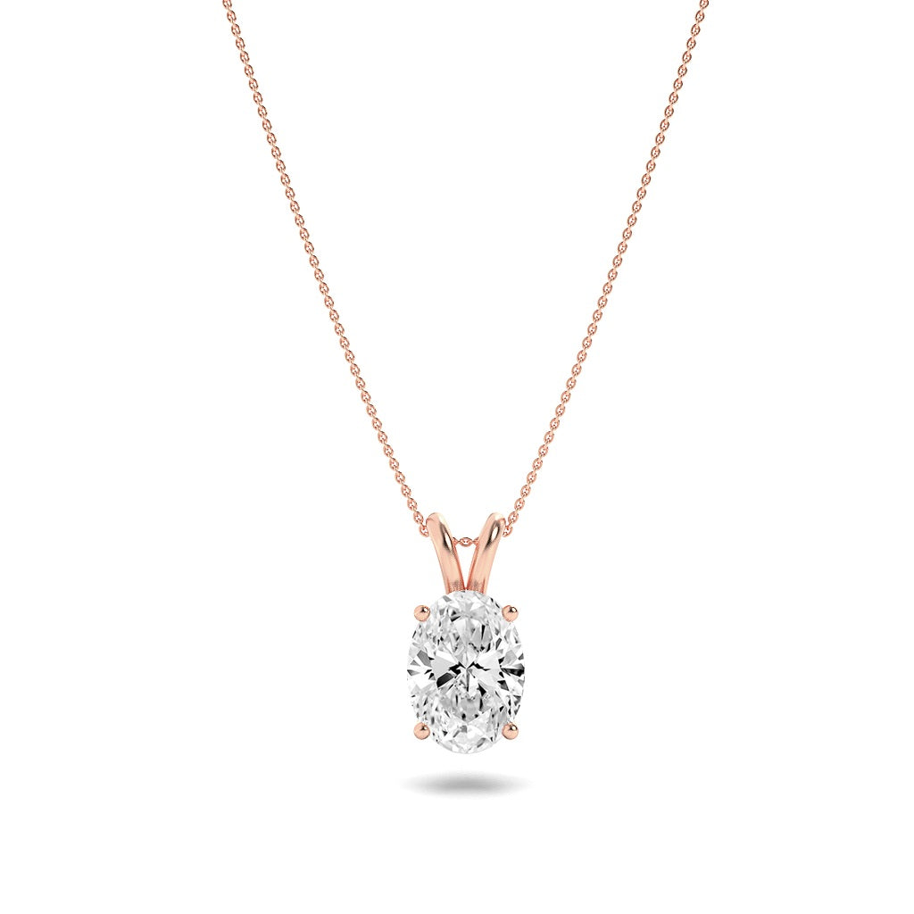 2Cttw Oval Shaped Lab Grown Diamond (F/VS) Split Bale Solitaire Pendant in 14K Gold