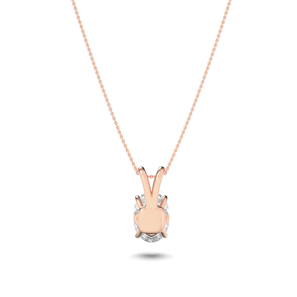 2Cttw Oval Shaped Lab Grown Diamond (F/VS) Split Bale Solitaire Pendant in 14K Gold