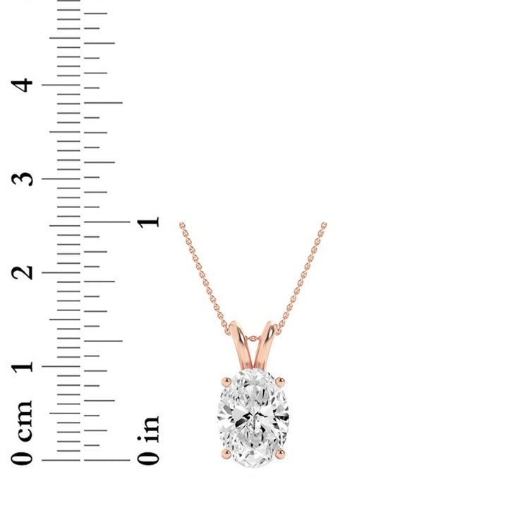 2Cttw Oval Shaped Lab Grown Diamond (F/VS) Split Bale Solitaire Pendant in 14K Gold