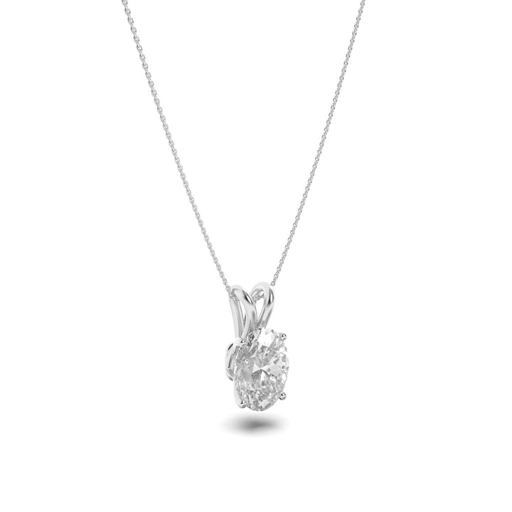 3Cttw Oval Shaped Lab Grown Diamond (F/VS) Split Bale Solitaire Pendant in 14K Gold