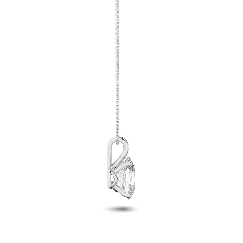 3Cttw Oval Shaped Lab Grown Diamond (F/VS) Split Bale Solitaire Pendant in 14K Gold