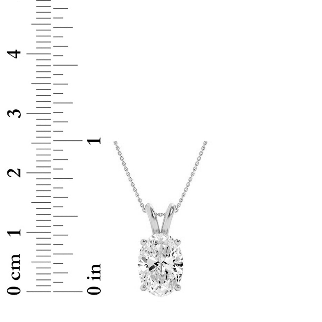 3Cttw Oval Shaped Lab Grown Diamond (F/VS) Split Bale Solitaire Pendant in 14K Gold