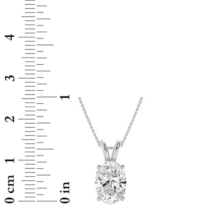 3Cttw Oval Shaped Lab Grown Diamond (F/VS) Split Bale Solitaire Pendant in 14K Gold