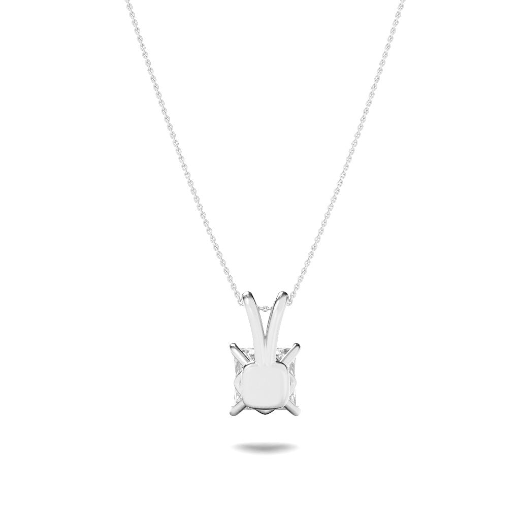 1Cttw Princess Shaped Lab Grown Diamond (F/VS) Split Bale Solitaire Pendant in 14K Gold