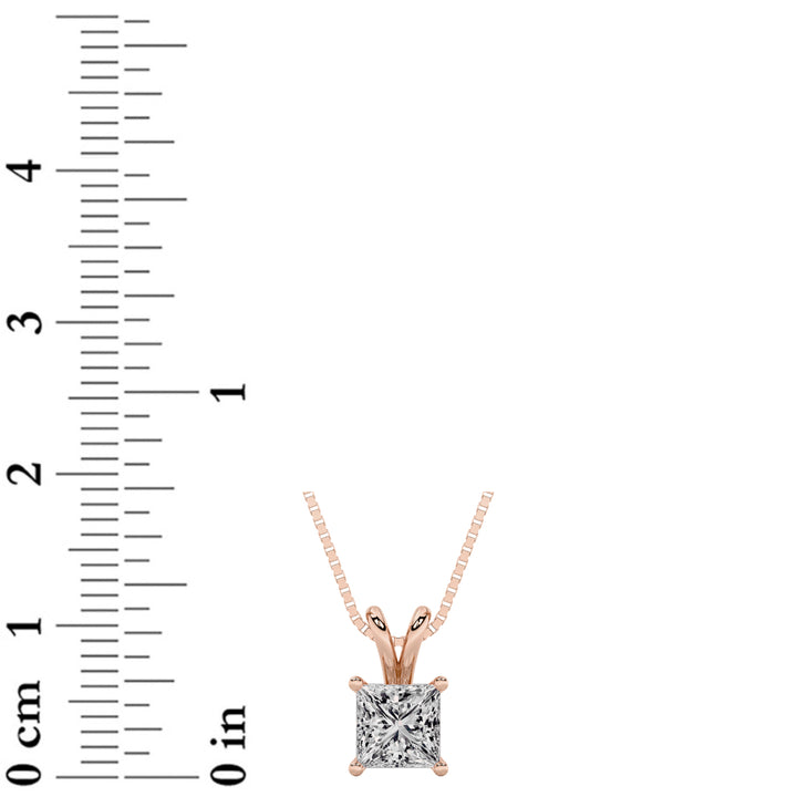 1Cttw Princess Shaped Lab Grown Diamond (F/VS) Split Bale Solitaire Pendant in 14K Gold