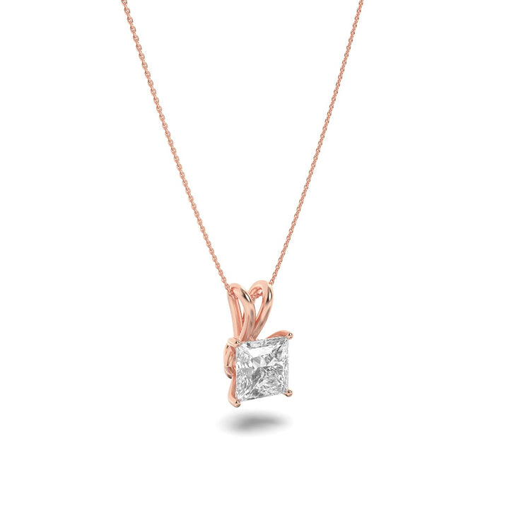 1Cttw Princess Shaped Lab Grown Diamond (F/VS) Split Bale Solitaire Pendant in 14K Gold