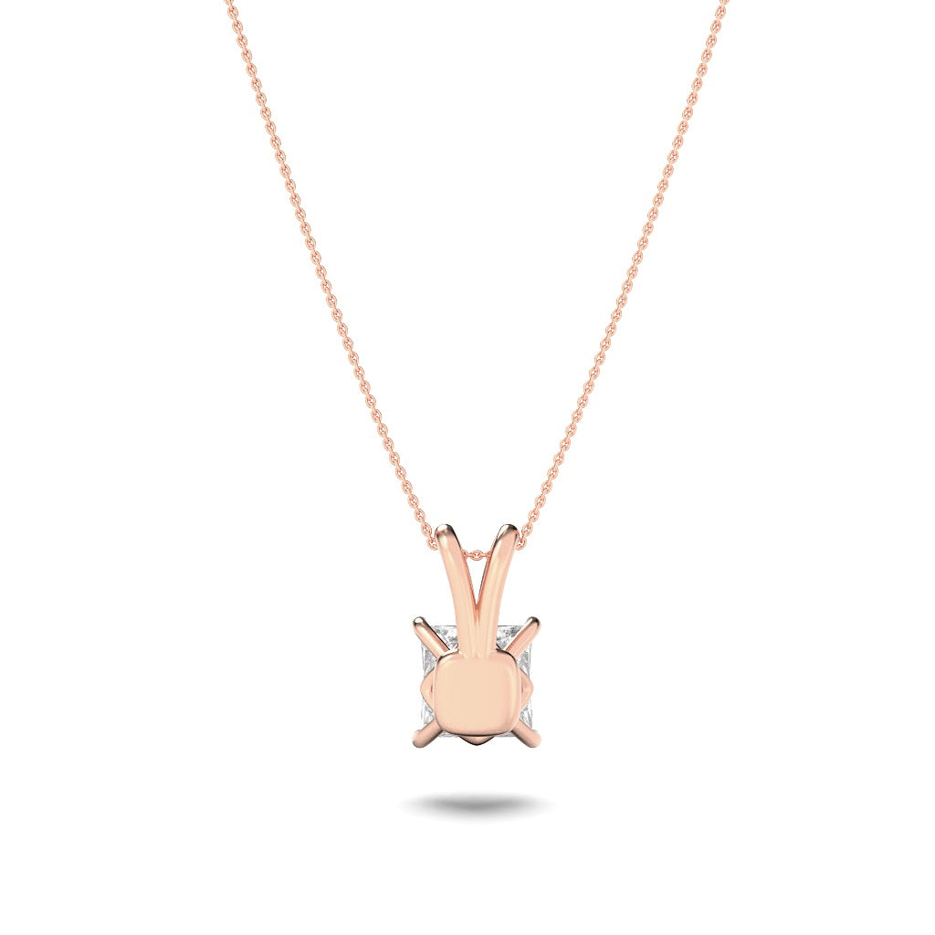 1Cttw Princess Shaped Lab Grown Diamond (F/VS) Split Bale Solitaire Pendant in 14K Gold