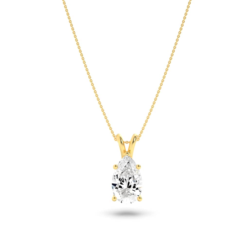 1Cttw Pear Shaped Lab Grown Diamond (F/VS) Split Bale Solitaire Pendant in 14K Gold