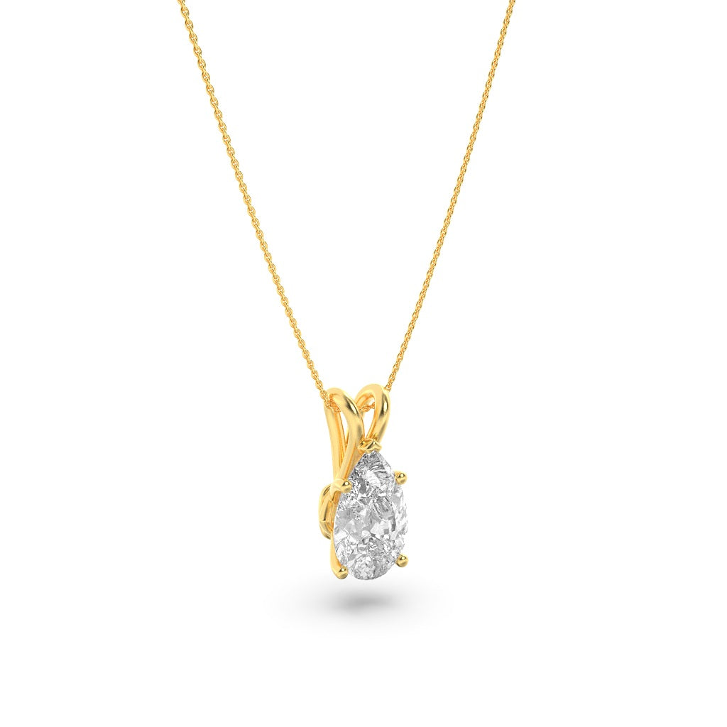 1Cttw Pear Shaped Lab Grown Diamond (F/VS) Split Bale Solitaire Pendant in 14K Gold
