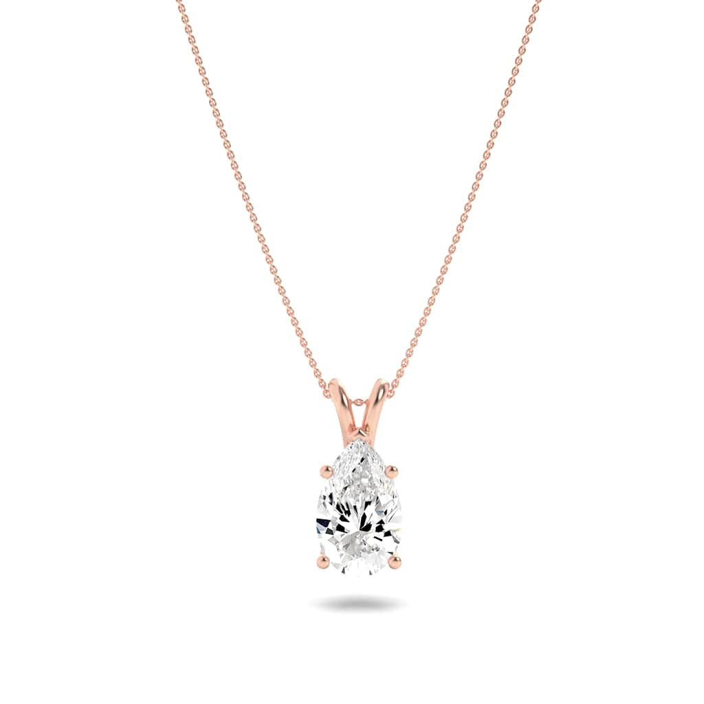 1Cttw Pear Shaped Lab Grown Diamond (F/VS) Split Bale Solitaire Pendant in 14K Gold