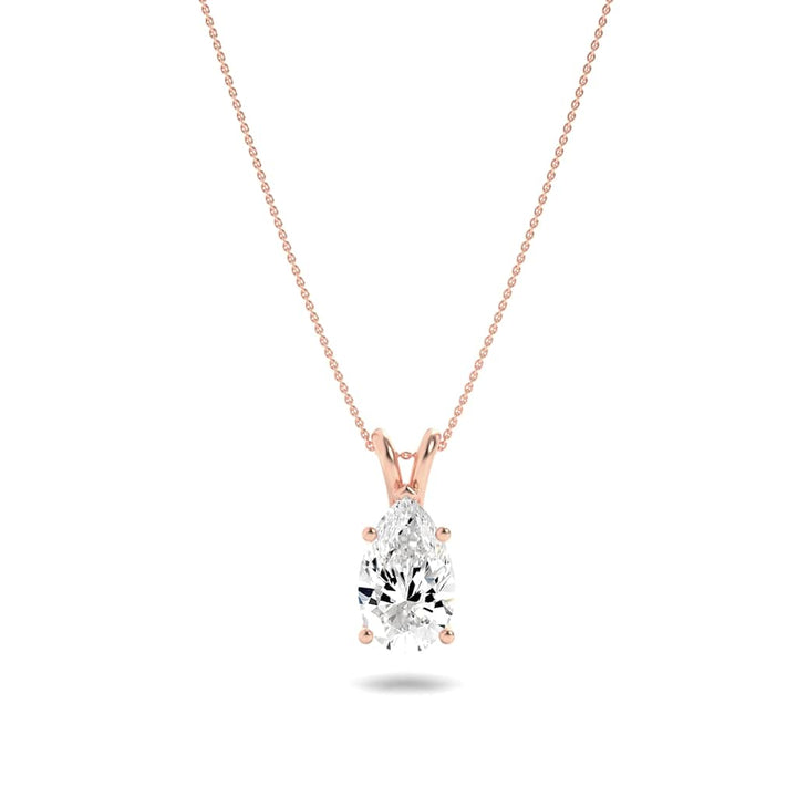 1Cttw Pear Shaped Lab Grown Diamond (F/VS) Split Bale Solitaire Pendant in 14K Gold