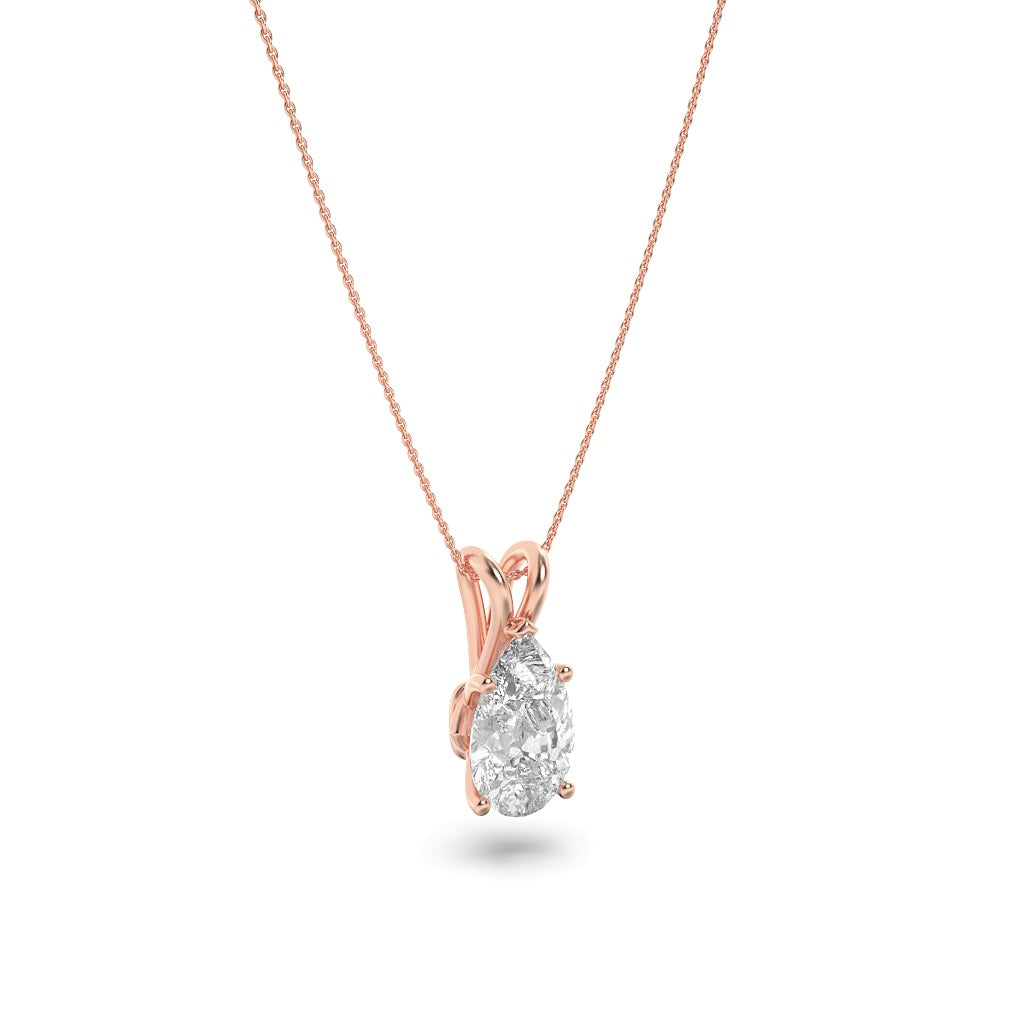 1Cttw Pear Shaped Lab Grown Diamond (F/VS) Split Bale Solitaire Pendant in 14K Gold