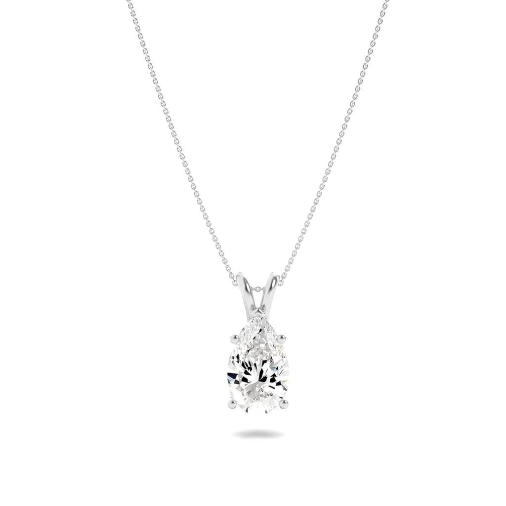 3Cttw Pear Shaped Lab Grown Diamond (F/VS) Split Bale Solitaire Pendant in 14K Gold