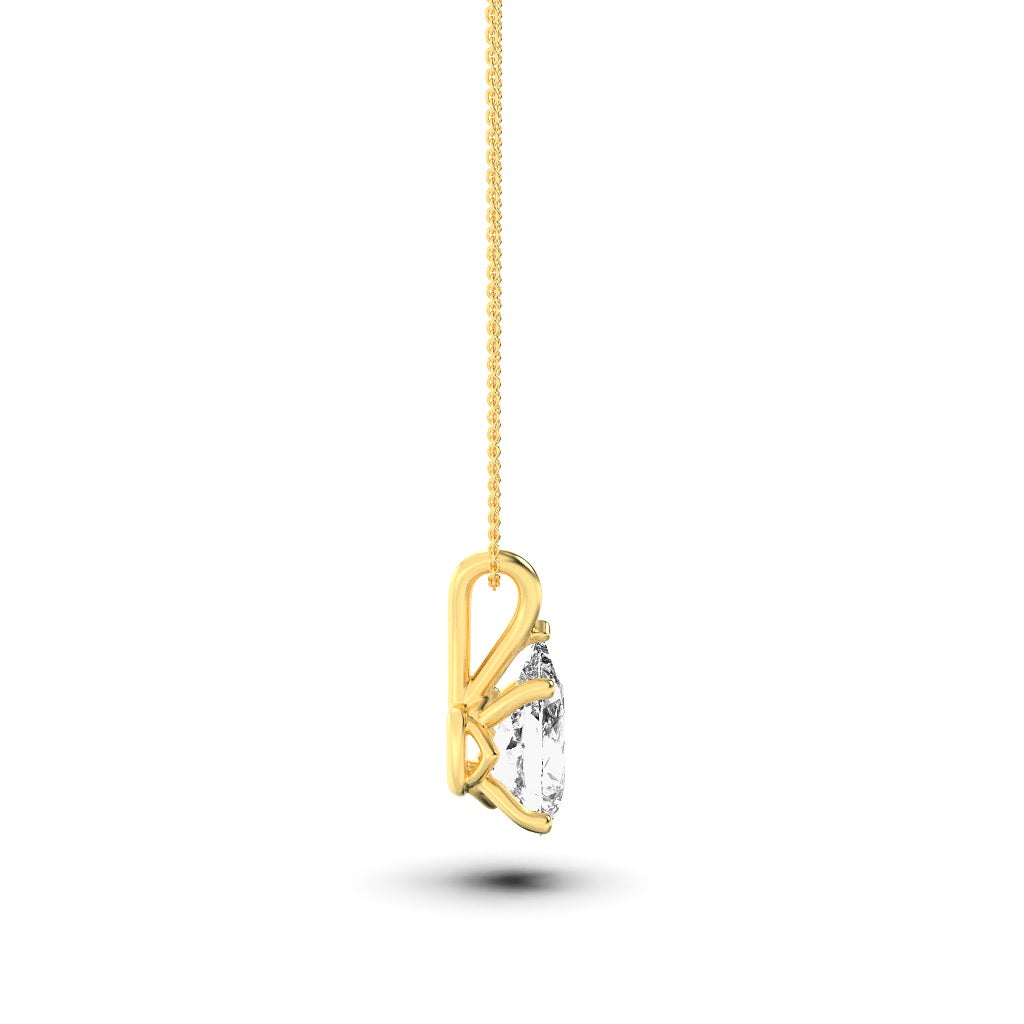 3Cttw Pear Shaped Lab Grown Diamond (F/VS) Split Bale Solitaire Pendant in 14K Gold