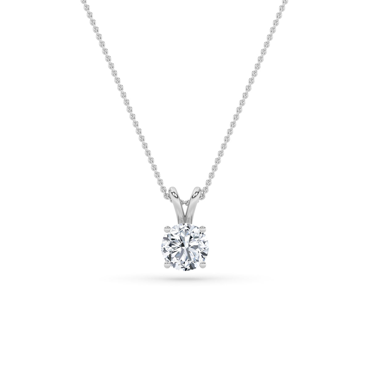 1Cttw Round Shaped Lab Grown Diamond (F/VS) SplitBale Solitaire Pendant in 14K Gold