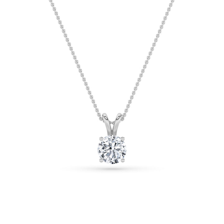 1Cttw Round Shaped Lab Grown Diamond (F/VS) SplitBale Solitaire Pendant in 14K Gold