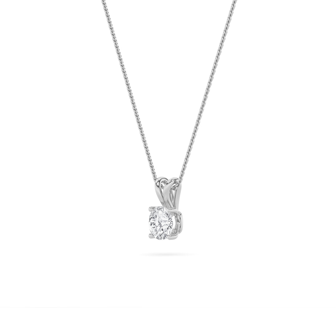1Cttw Round Shaped Lab Grown Diamond (F/VS) SplitBale Solitaire Pendant in 14K Gold