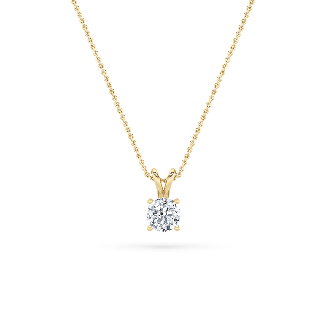 1Cttw Round Shaped Lab Grown Diamond (F/VS) SplitBale Solitaire Pendant in 14K Gold