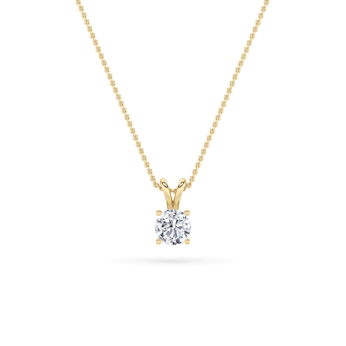 1Cttw Round Shaped Lab Grown Diamond (F/VS) SplitBale Solitaire Pendant in 14K Gold